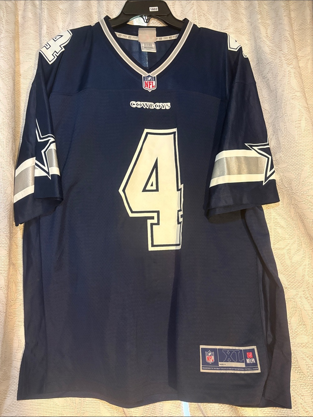 NFL Dallas Cowboys Dak Prescott Navy and White #4 Football Jersey